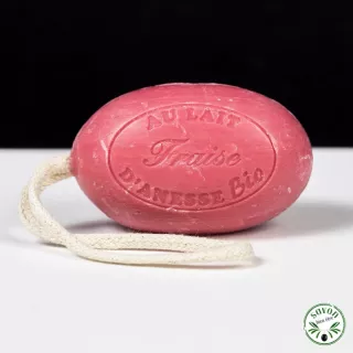 Savon corde au lait d'ânesse bio - Fraise - 200 gr