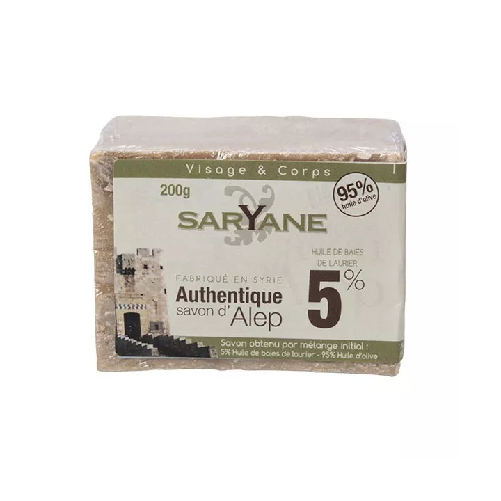 Savon d'Alep 5% huile baie laurier - Saryane - 200 gr