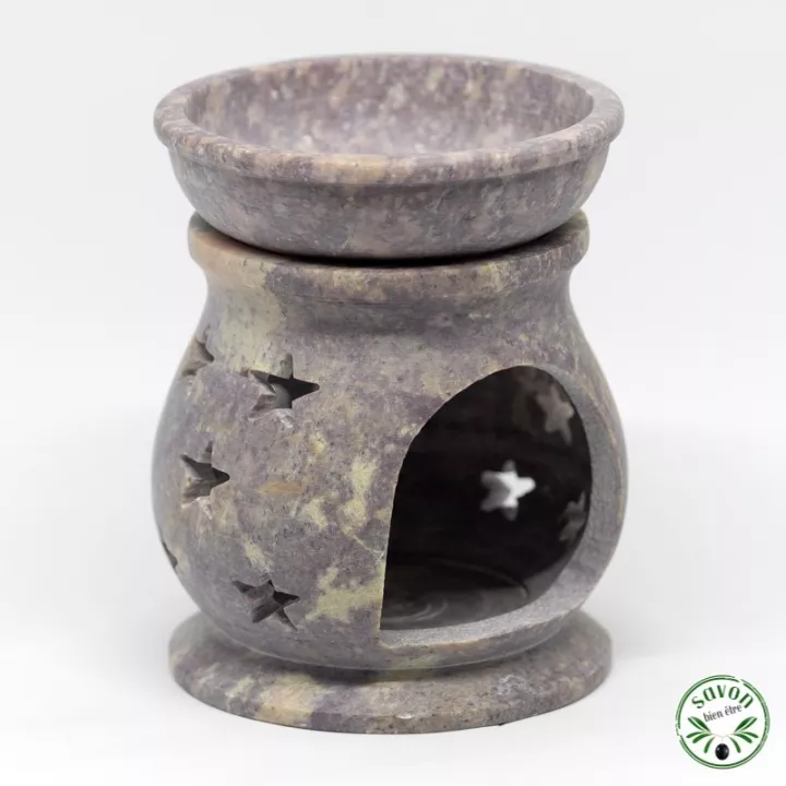 Bruciatore di profumo con diffusore di aromi in pietra naturale di steatite.