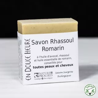 Sapone Rhassoul al Rosmarino certificato biologico da Nature & Progrès - 100g