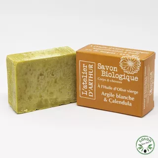 Savon à l'huile d'olive Bio - Argile blanche & Calendula