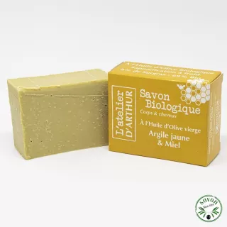 Savon à l'huile d'olive Bio - Argile blanche & Calendula