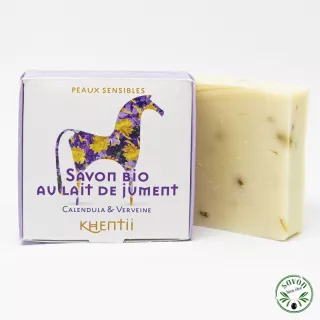 Savon 40% lait de jument frais et bio - Calendula & Verveine - Peau sensible