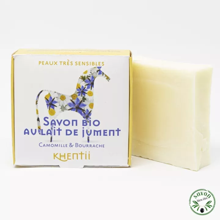 Sabonete 40% leite de égua fresco e orgânico - Camomila e Borragem - Pele muito sensível