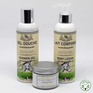 Pacote de gel de banho de mama corpo-a-dia com leite de burro orgânico