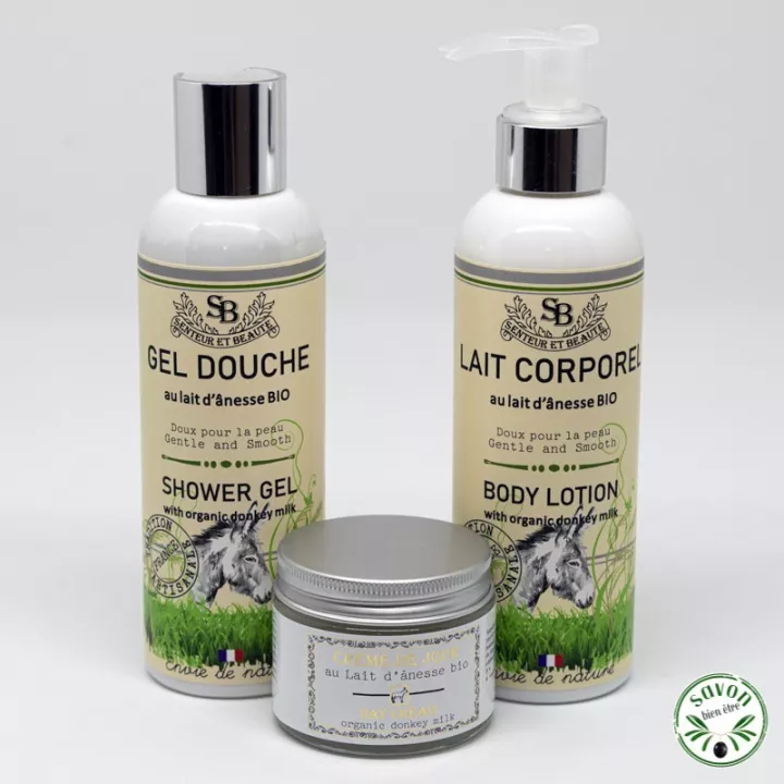 Pacote de gel de banho de mama corpo-a-dia com leite de burro orgânico