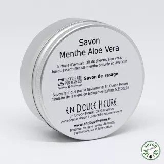 Savon Menthe Aloe Vera certifié bio par Nature & Progrès - 100g