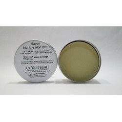 Mint Aloe Vera shaving soap certified organic by Nature & Progrès