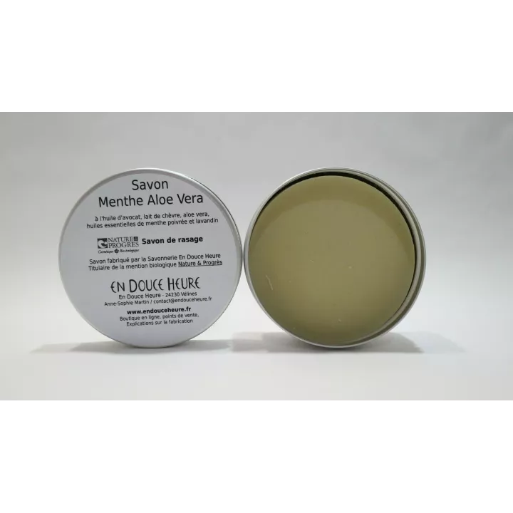 Savon de rasage Menthe Aloe Vera certifié bio par Nature & Progrès