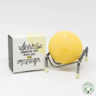 Shampoing solide tous types de cheveux.