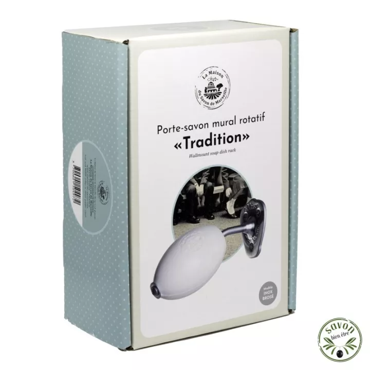 Suporte de sabão de parede em aço inoxidável escovado com sabão rotativo opcional