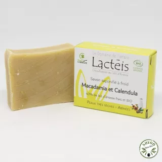 Savon 40% lait d'ânesse frais et bio - Macadamia et pétales calendula - 90 gr