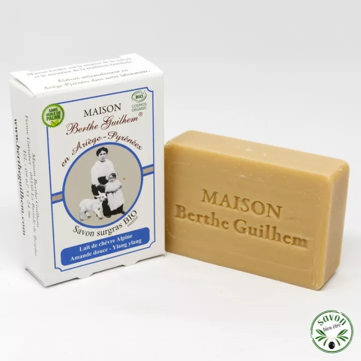 Savon au lait de chèvre bio - Amande douce - Ylang Ylang