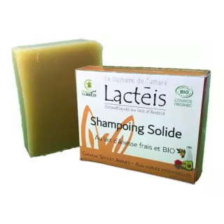 Shampooing solide au lait d'ânesse bio - Cheveux secs et abîmés - Aux huiles essentielles
