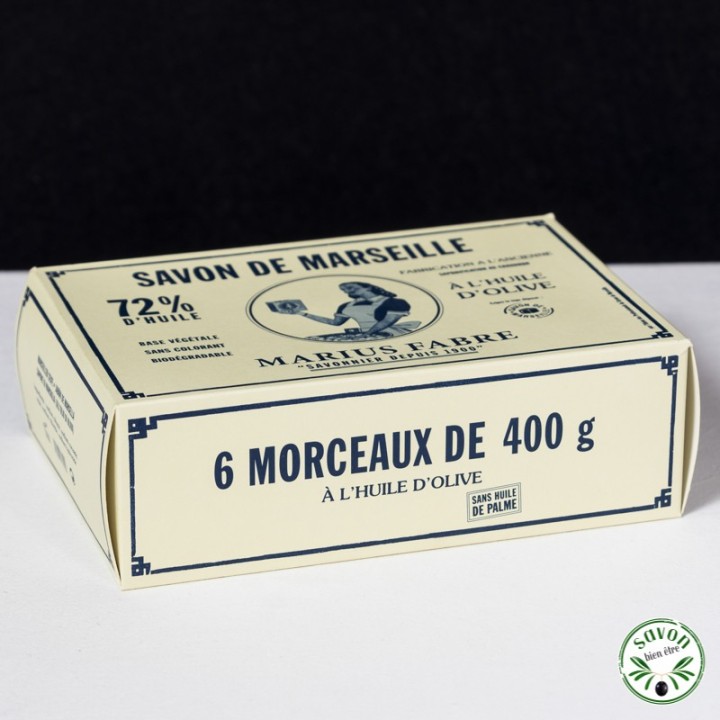 Savon de Marsella Cubes 400g Olive - Marius Fabre - Pack de 6